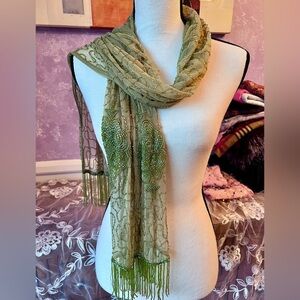 Exquisitely Beaded Chic 1930’s inspired Olive Beaded Scarf